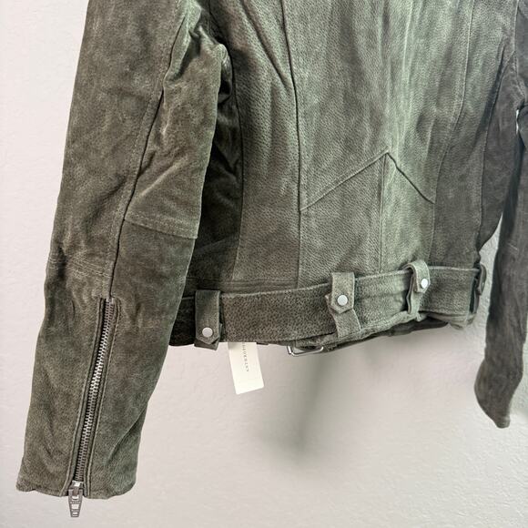 Women's Blank NYC Olive Green 100% Leather Suede Motorcycle Jacket Size XS NEW - Picture 11 of 13